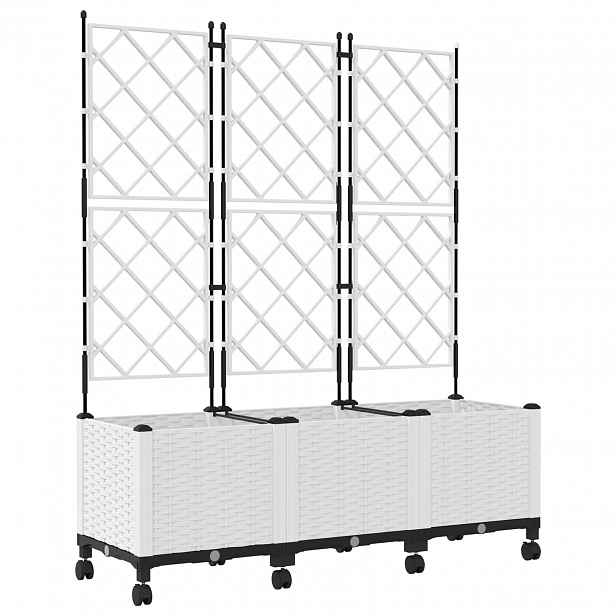 vidaXL Zahradní truhlík s treláží a koly 3 ks Bílá 120 x 40 x 149 cm