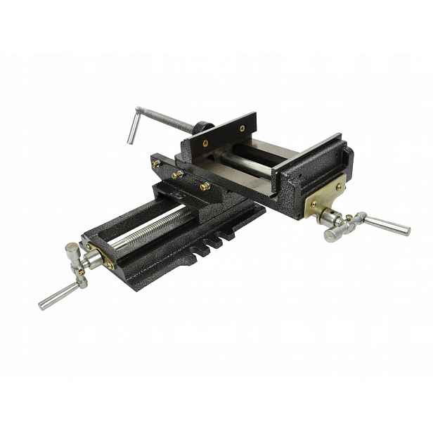 Křížový svěrák 125 mm strojní, dvouosý, litinový