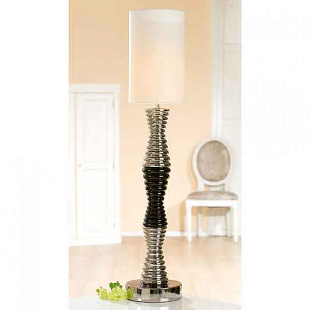 Lampa stojací BOBINA keramika stříbrná-bílá 130cm