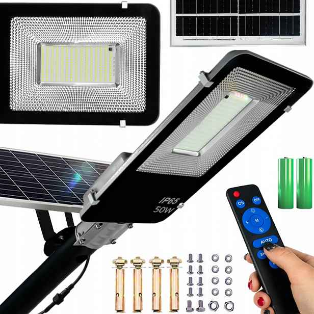 Solární Lampa Led Pouliční Lampa Výkonná 50W Soumrakovým Senzorem Ovladač Panel Solar