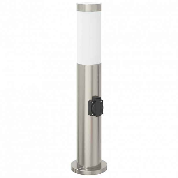 vidaXL Sloupkové svítidlo se zásuvkou 50 cm nerezová ocel IP44