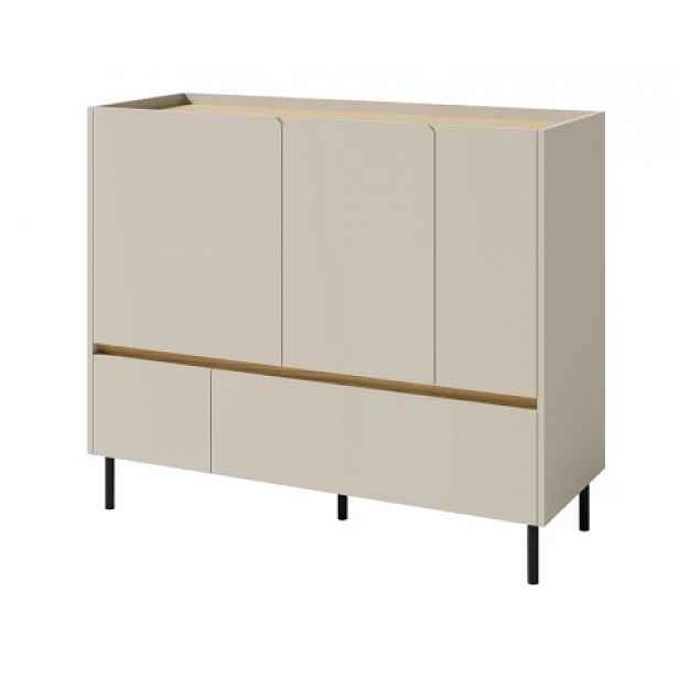 Komoda se zásuvkami Lucky, 120 cm, pískově béžová/olejovaný dub