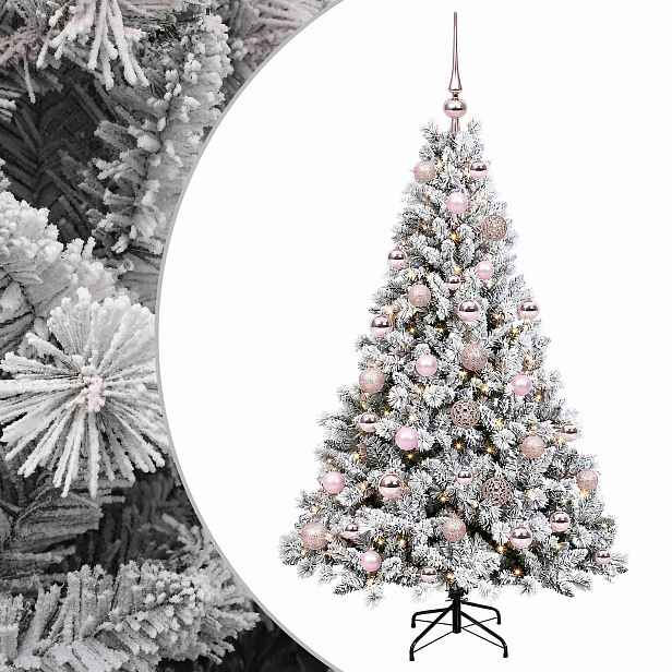 vidaXL Umělý vánoční stromek s vánočními koulemi 150 cm 150 LED
