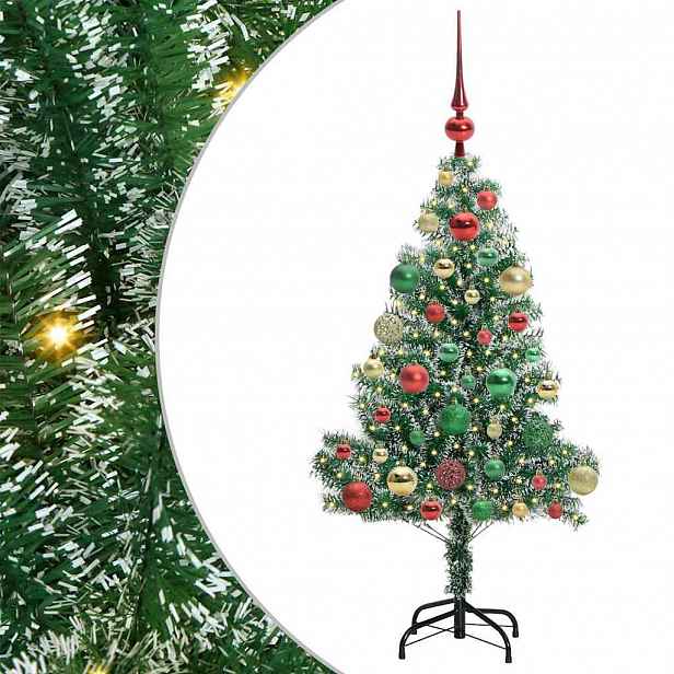 vidaXL Umělý vánoční stromeček se sněhem a LED osvětlením 120 cm