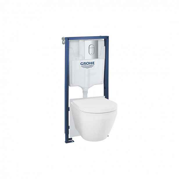 Grohe Solido - Set předstěnové instalace, klozetu Euro Ceramic, sedátka SoftClose a tlačítka Arena Cosmopolitan, Triple Vortex, chrom 102514SH00