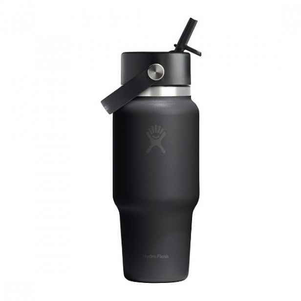 Láhev na vodu "Wide Straw", nerezová ocel, 710 ml, černá - Hydro Flask