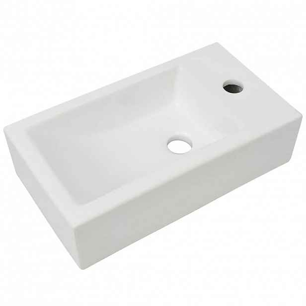 vidaXL Umyvadlo otvor na baterii obdélníkové keramické bílé 46x25,5x12cm