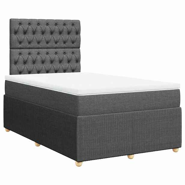 vidaXL Box spring postel s matrací tmavě šedá 120x200 cm textil