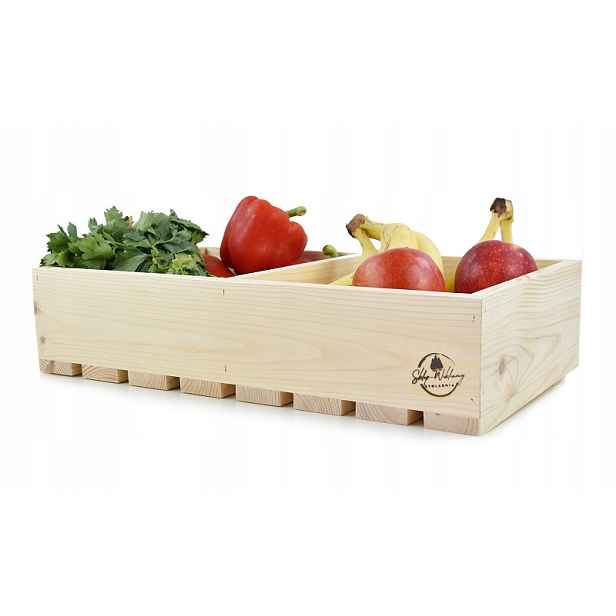 Dřevěná borovicová krabička s přepážkou 50x30 H11 cm Organizer kontejner
