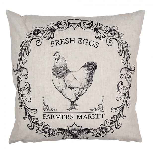 Povlak na polštář se slepičkou Fresh Eggs - 45*45cm Clayre & Eef