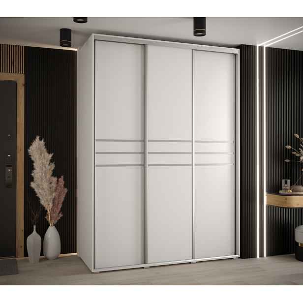 Šatní skříň YVONA 10 - 170/60 cm, bílá / stříbrná