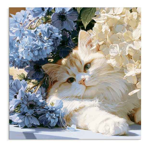 Tištěný obraz na plátně 32x32 cm Floral Feline – Styler