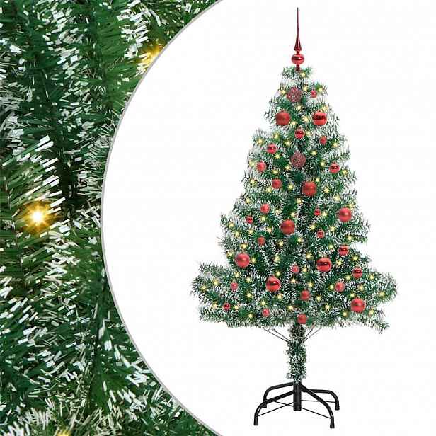 vidaXL Umělý vánoční stromeček se sněhem a LED osvětlením 150 cm