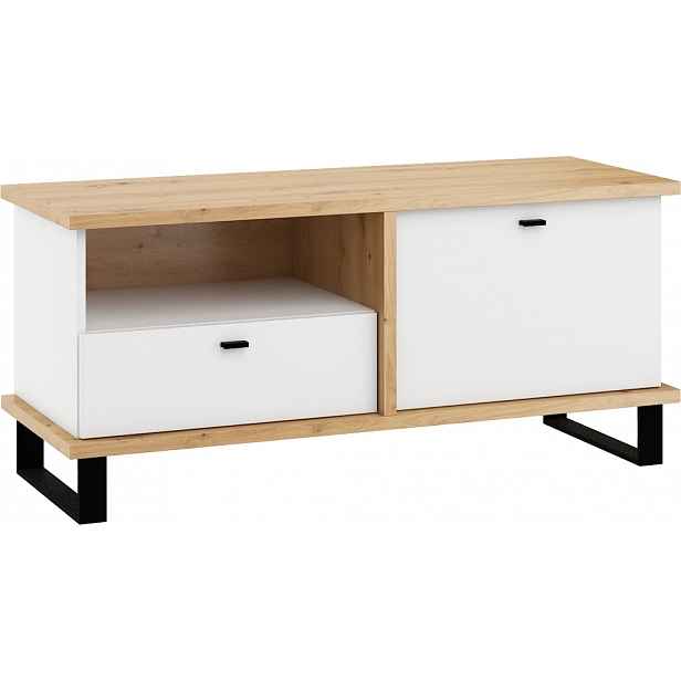 Televizní stolek ORSOLA 1D1S, dub artisan/bílá