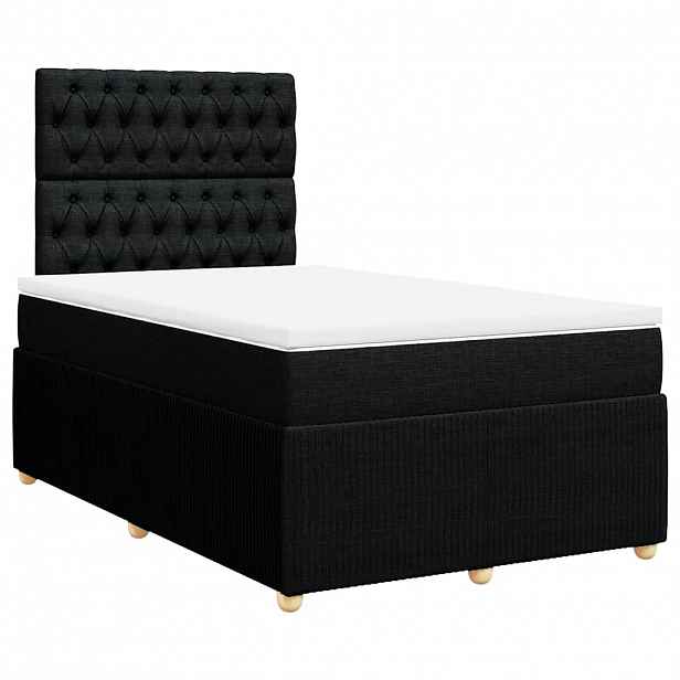 vidaXL Box spring postel s matrací černá 120x200 cm textil