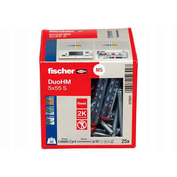 Fischer Hmoždinka fischer DuoHM 5 x 55 S Ph Pz, šroub s čočkovitou hlavou 25 Ks