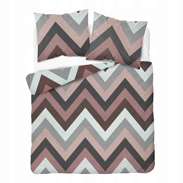 Povlečení saténové 180 x 200 růžová šedá s cikcaky 6063 A Home Satin