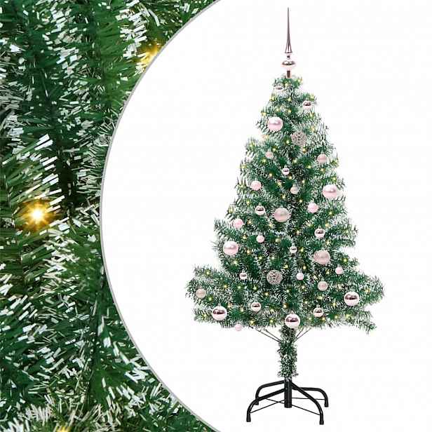 vidaXL Umělý vánoční stromeček se sněhem a LED osvětlením 150 cm