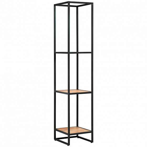 MID.YOU REGÁL, černá, medová, železo, akácie, 37/184/42 cm