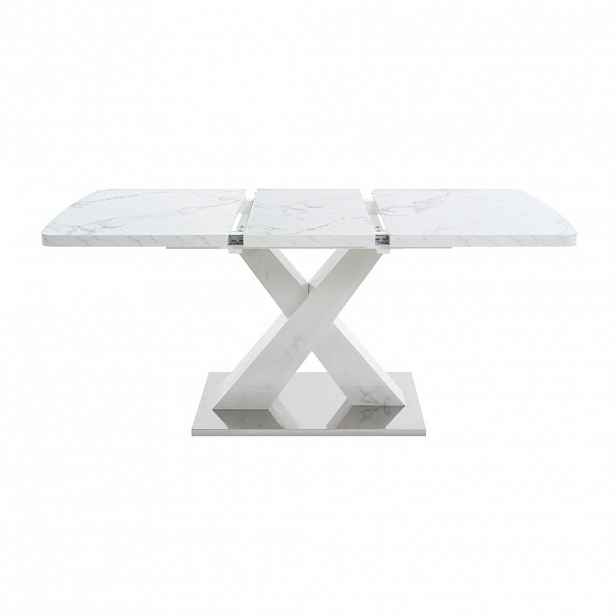 OKWISH JÍDELNÍ stůl 120-160/80/76,5 cm bílý z MDF a oceli s rozkládací deskou