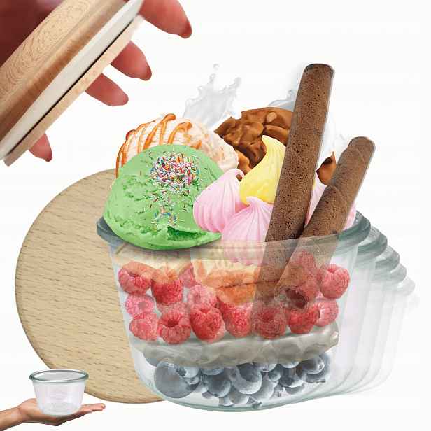 Sklenice Weck 370 ml zavařeniny Mold žáruvzdorné dřevěné víka 12 Ks Pevné