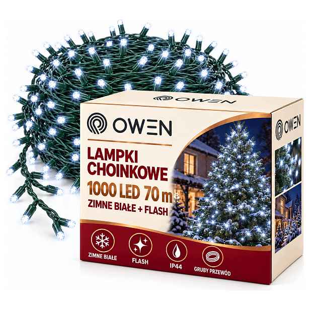 Vánoční osvětlení 1000 Led Bílá Studená Flash 70 m pro venkovní vánoční stromek