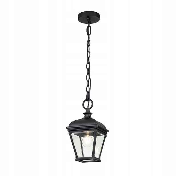 Venkovní terasová závěsná lampa klasická černá s řetězem IP44 Elstead