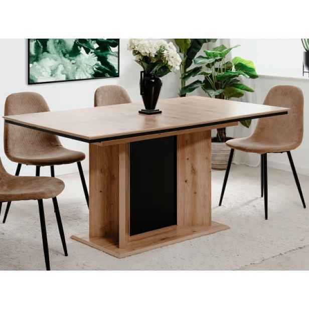 Rozkládací jídelní stůl Novella 160x90 cm, dub artisan/černý