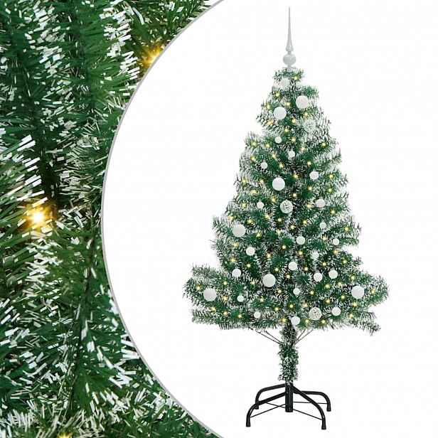 vidaXL Umělý vánoční stromeček se sněhem a LED osvětlením 150 cm