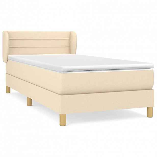 vidaXL Box spring postel s matrací krémová 90x190 cm textil