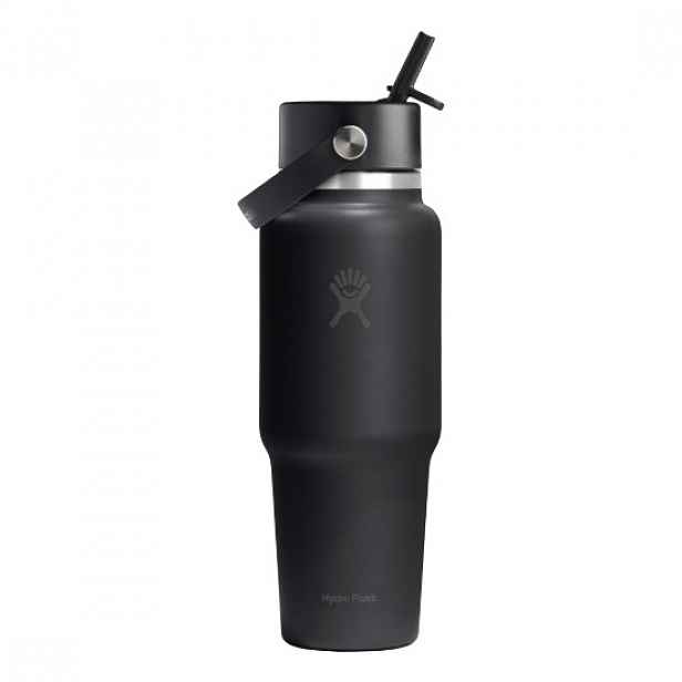Láhev na vodu "Wide Straw", nerezová ocel, 950 ml, Black - Hydro Flask