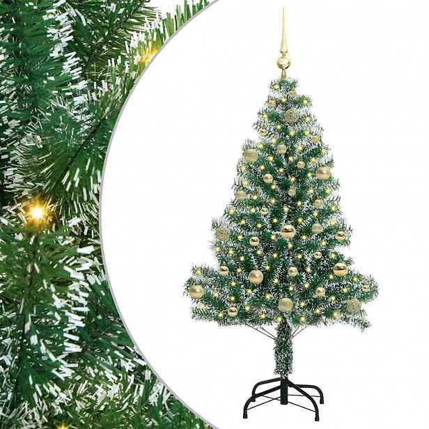 vidaXL Umělý vánoční stromeček se sněhem a LED osvětlením 150 cm