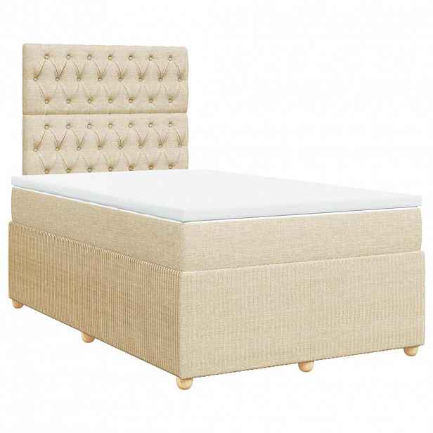 vidaXL Box spring postel s matrací krémová 120x200 cm textil