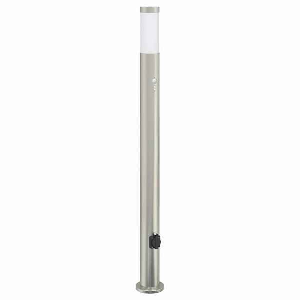 vidaXL Sloupkové svítidlo se senzorem a zásuvkou 110 cm nerezová ocel IP44