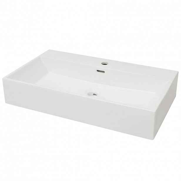 vidaXL Umyvadlo s otvorem na baterii keramické bílé 76x42,5x14,5 cm