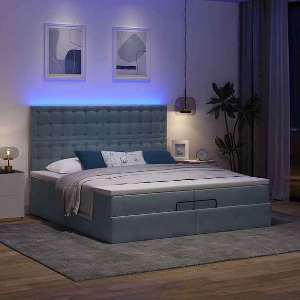 vidaXL Osmanský rám postele s matrací tmavě šedý 200x200cm samet