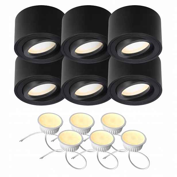 Edo 6x Stropní nástěnné svítidlo Zalda Led 4,8W 3000K 500lm Pohyblivé černé