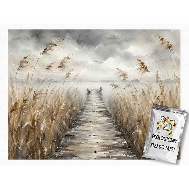 Fototapeta Flizelina Jezero Most Molo Přístav Mlha Trávy 416x254 130g