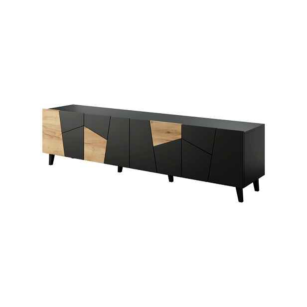 HALMAR TV stolek Etna 200 cm černý/dub craft