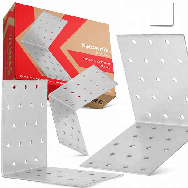 50x Úhelník ocelový Tesařský Deskový 100x100x80 Úhlový Spojovač Dřeva 1K