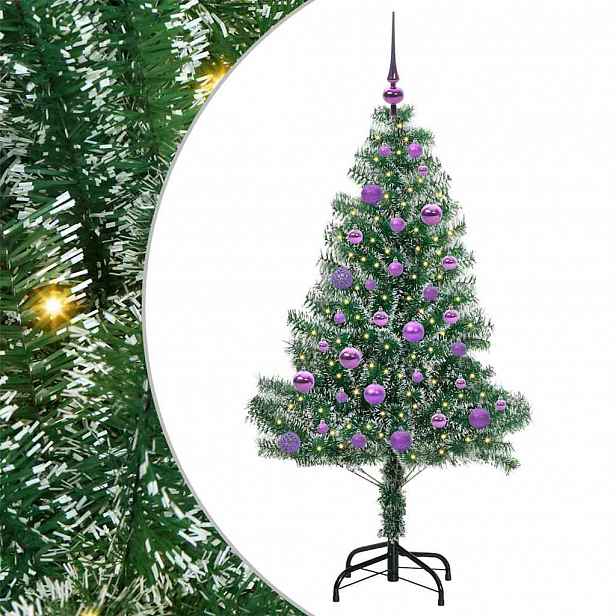 vidaXL Umělý vánoční stromeček se sněhem a LED osvětlením 150 cm