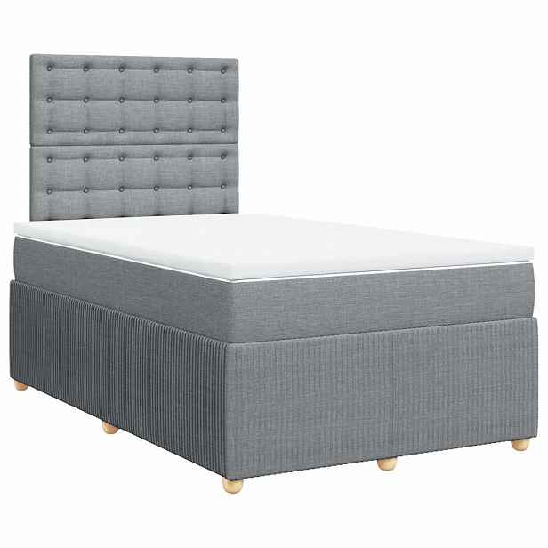 vidaXL Box spring postel s matrací světle šedá 120 x 200 cm textil