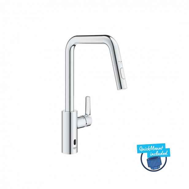 Grohe QuickFix Start - Elektronická dřezová baterie s výsuvnou sprškou, bateriové napájení, chrom 1012430000
