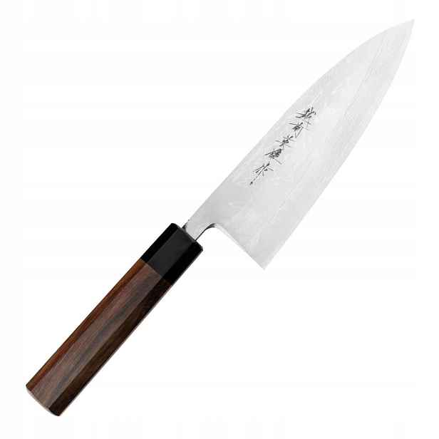 Nůž deba Hideo Kitaoka Shirogami 2 damast 18 cm jednostranný výbrus