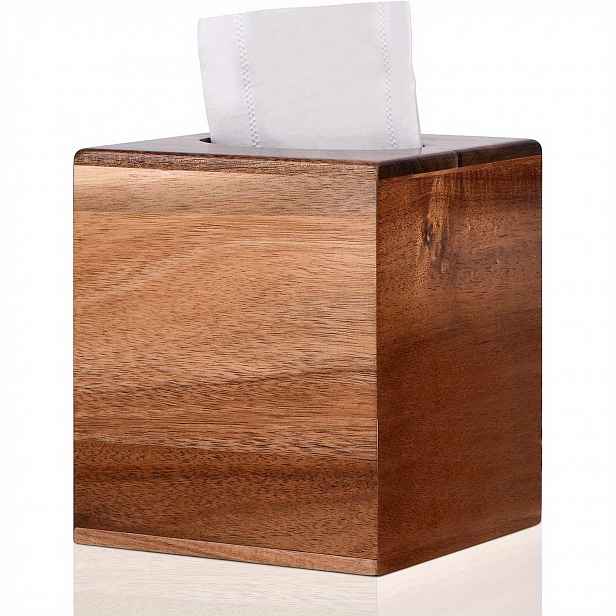 TEMU Elegantní Kryt na Krabičku na Kapesníky z Akáciového Dřeva s Vypouštěcím Dnem - Čtvercový Dekoraci Koupelny, Ložnice, Jídelního Stolu, Kanceláře