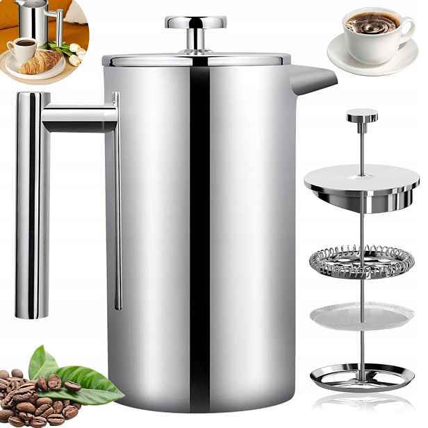 Vařič Na Čaj Kávu Bylin Pístový Džbán French Press Ocel 800 ML