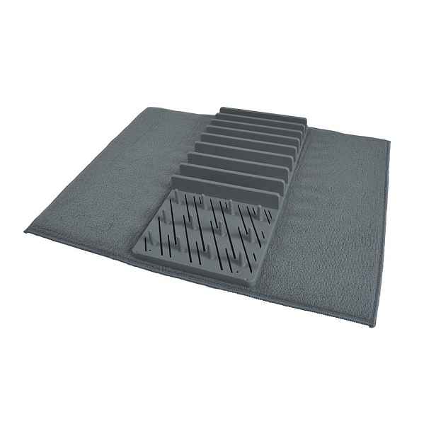 Šedá plastová odkapávací podložka na nádobí 50x38 cm – Homéa