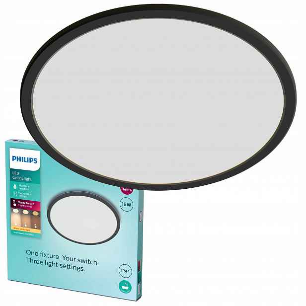 Stropní Svítidlo Stropní Svítidlo 18W 1500lm 2700K IP44 černá Philips