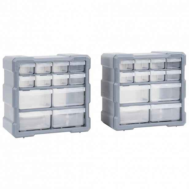vidaXL Organizéry s 12 zásuvkami 2 ks 26,5 x 16 x 26 cm
