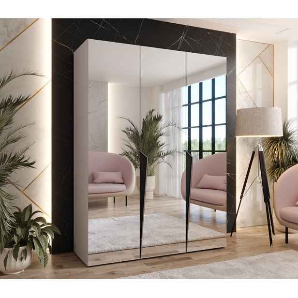 Elegantní zrcadlová skříň 150 cm SORAYA 3 - kašmír / černé úchyty